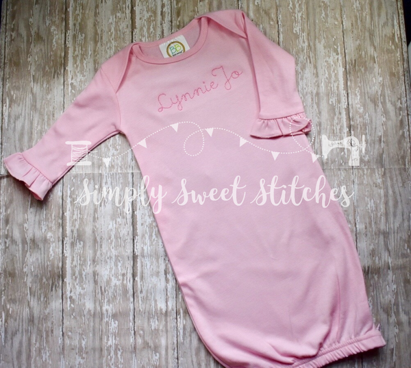 monogrammed infant gown