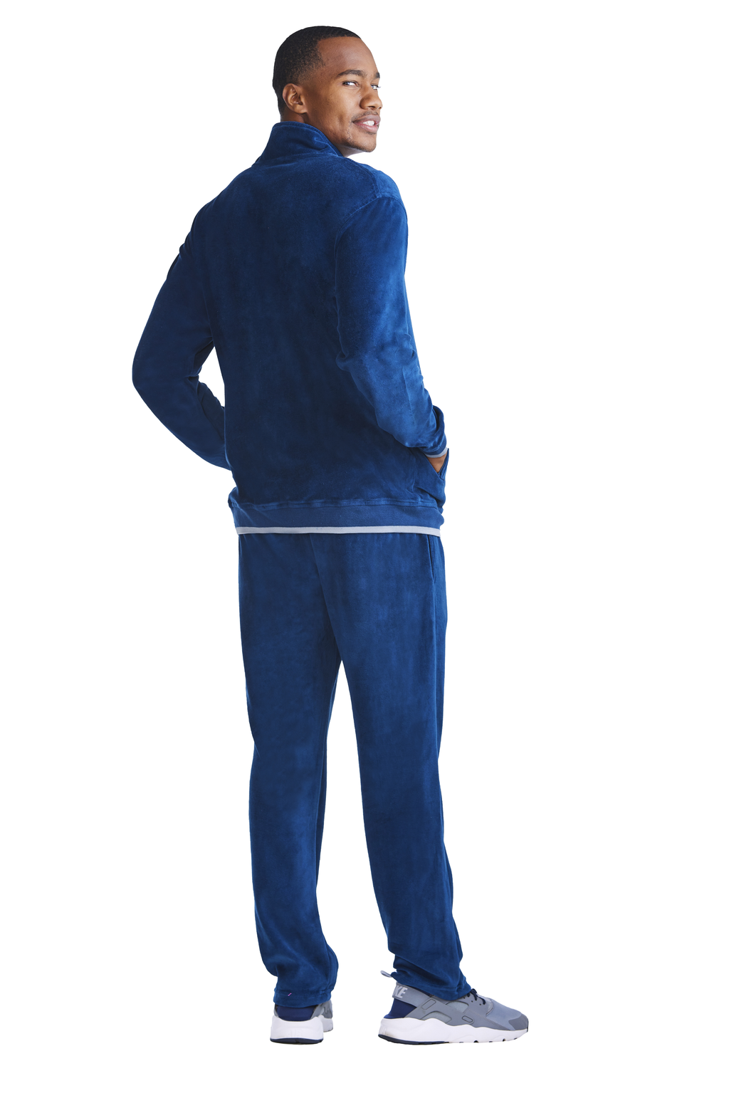 Velvet Men Tracksuit Royal Blue Mens Hoodie With Front Pocket 