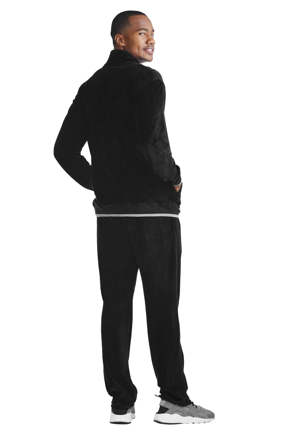  EELHOE Black Velour Tracksuit Mens 2 Piece Sweatsuits