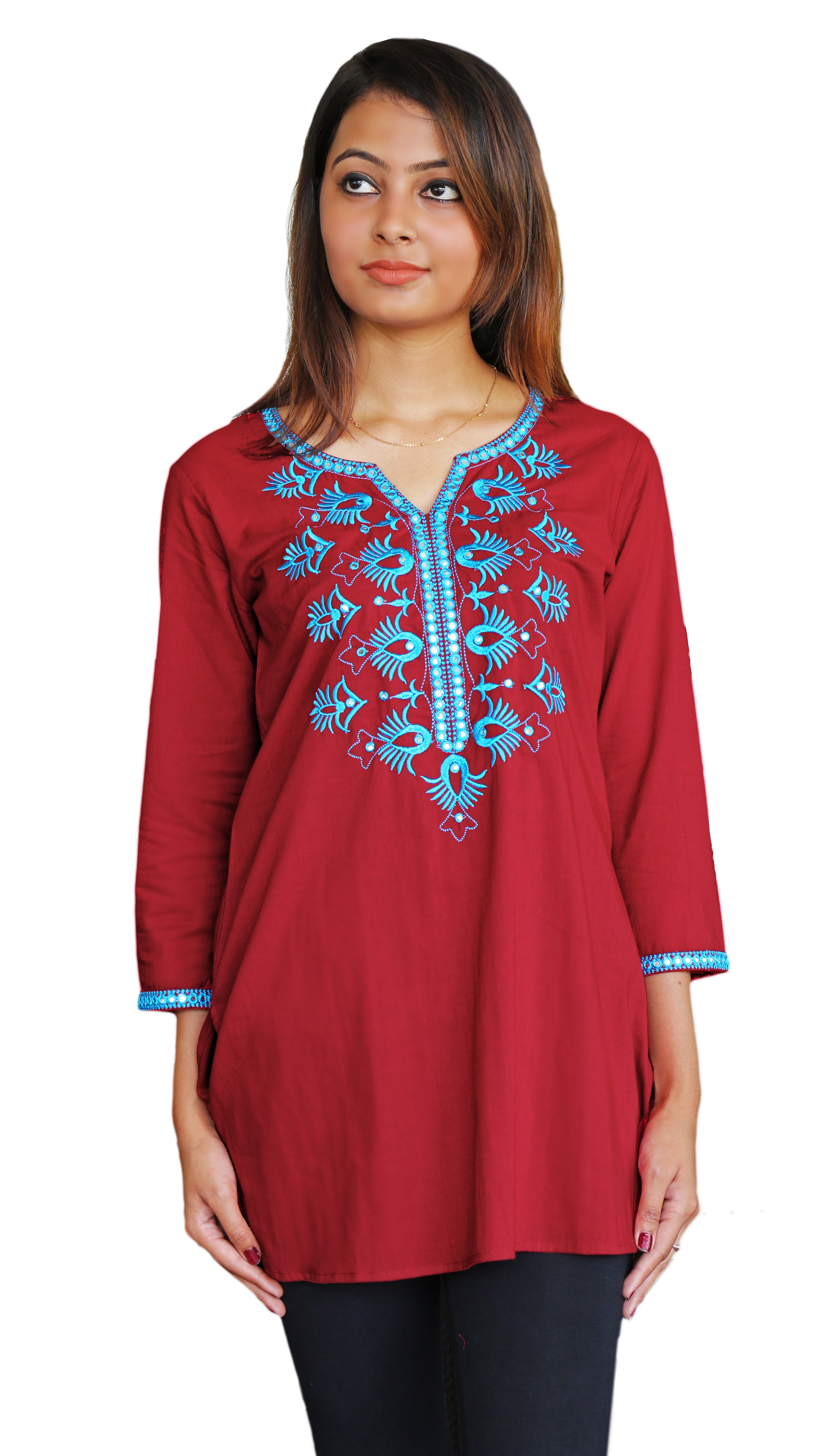 Uma Hand Embroidered Pure Cotton Shirt Tunic (Regular Sizes) – Ayurvastram