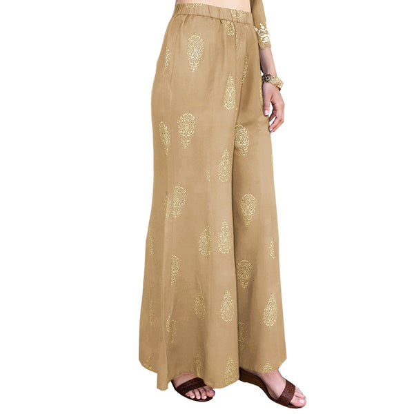 LUNA Pure Cotton Hand Embroidered wide Flared Bottom palazzo Pants