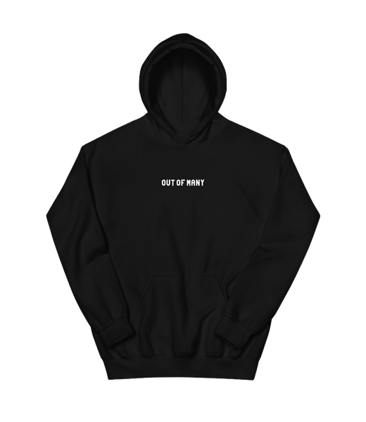 black hoodie white print