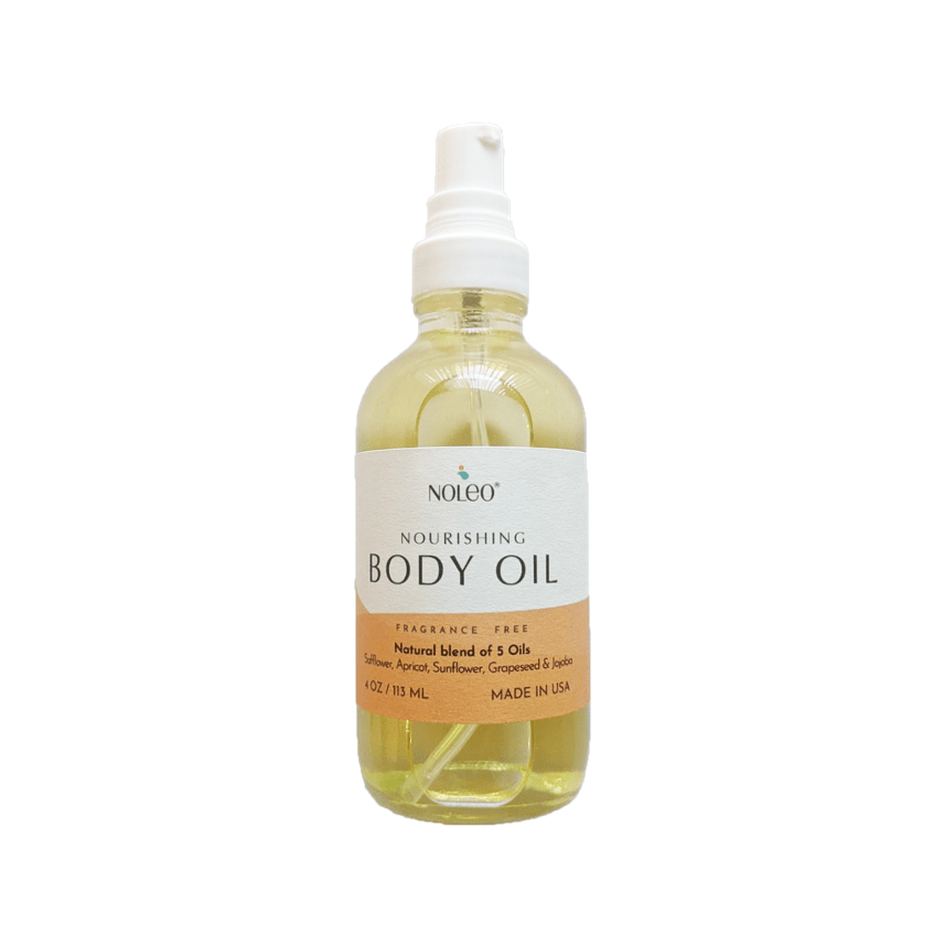 Nourishing Body Oil: Natural oil to soothe skin and help bring back elasticity. 4oz glass bottle. - NOLEO product image