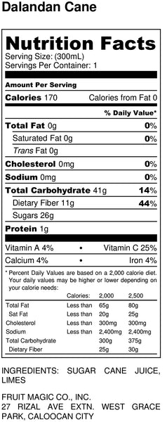 Dalandan Cane Nutrition Facts
