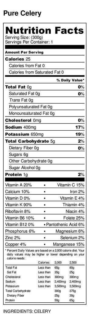 Pure Celery Nutrition Facts