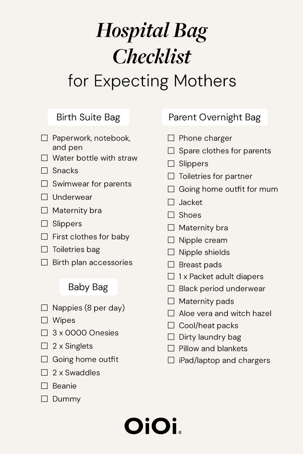 Hospital Bag Checklist for Expecting Mothers