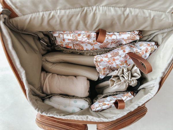 Well-organised nappy backpack with all the essentials for a baby outing