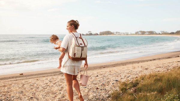 hands-free nappy backpack for the beach