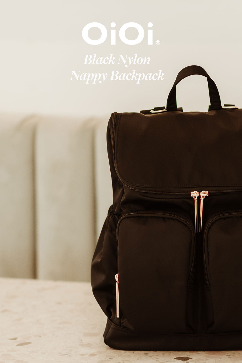 OiOi Black Nylon Nappy Backpack