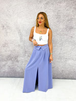 Fold Over Waist Tailored Skirt In Lilac