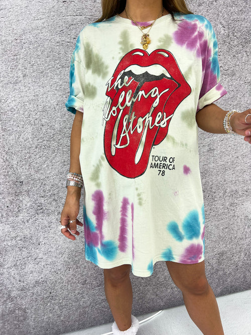 Rolling Stones 'Tour Of USA’ Tie Dye T'Shirt In Multi Pastel