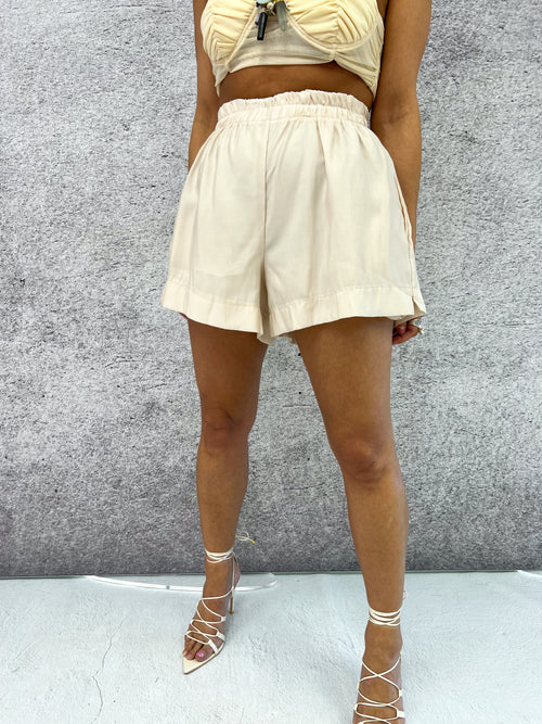 High Waisted Floaty Shorts In Cream
