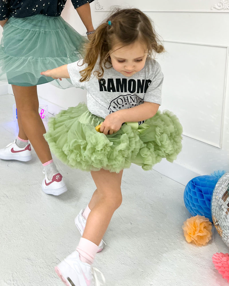 Kids Mini Tutu Skirt In Dusty Green