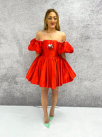 'Wonderland' Reversible Corset Mini Dress In Pink/Red