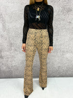 High Waisted Flared Trousers In Cheetah Print