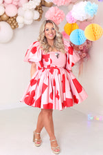 'Wonderland' Reversible Corset Mini Dress In Pink/Red