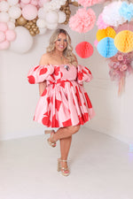 'Wonderland' Reversible Corset Mini Dress In Pink/Red