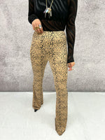 High Waisted Flared Trousers In Cheetah Print