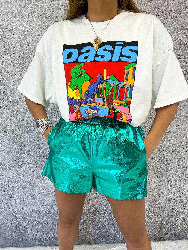 Disco Shorts In Metallic Green Foil