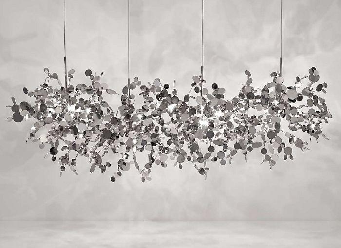 Long Modern 125 Cm Metal Dining Room Chandelier With Tiny Reflective D Italian Lighting Center