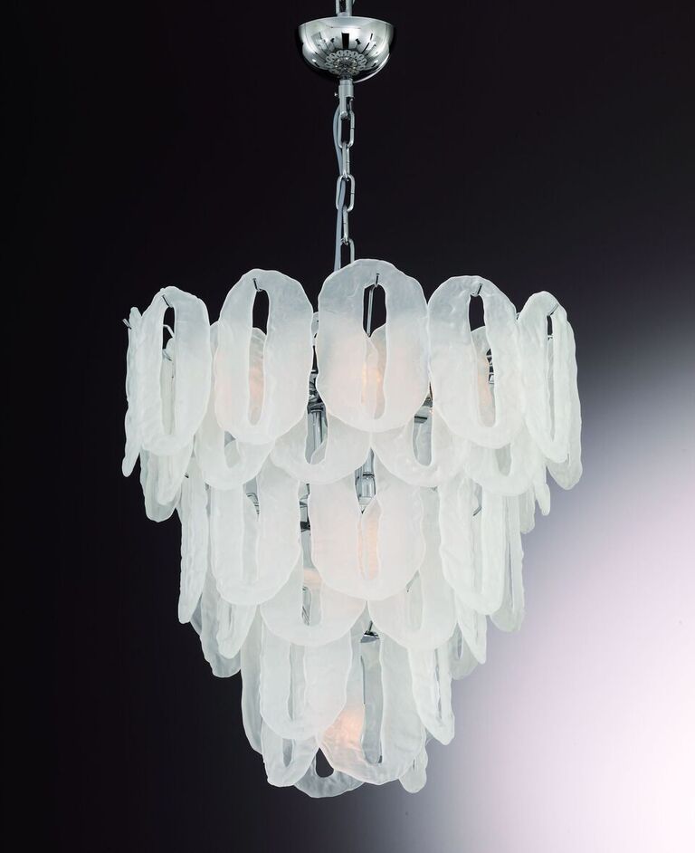 1970s Style Ice White Murano Glass Pendant Light Italian
