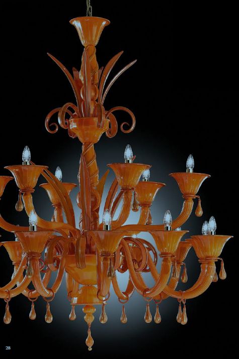 orange murano glass chandelier