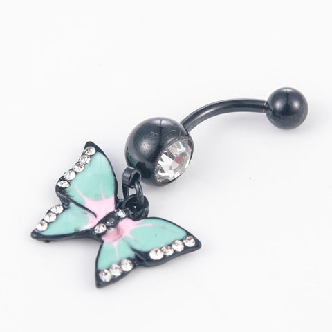 Stunning Crystal Butterfly Navel Ring