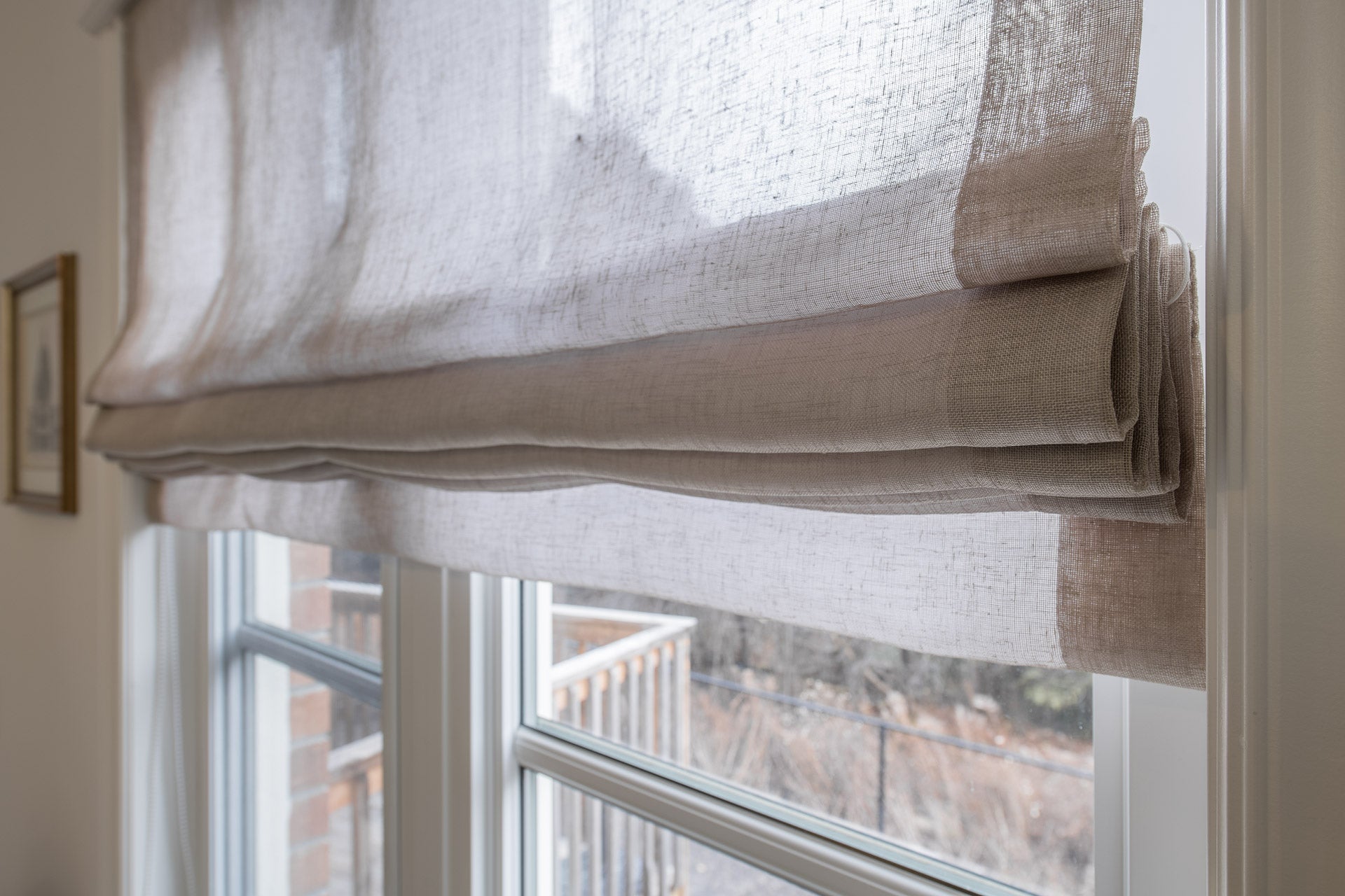 relaxed roman shades with trim
