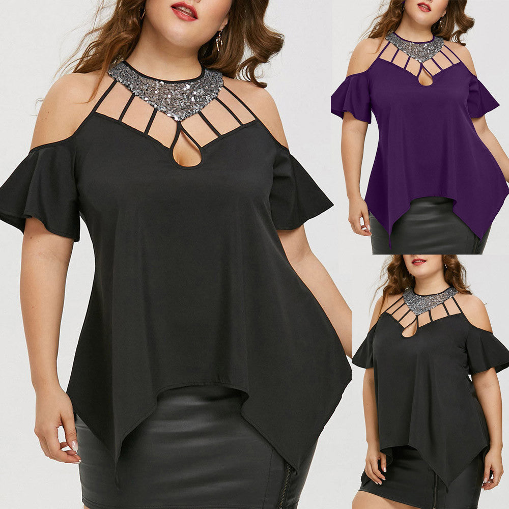 Plus Size Women Blouse T Shirt Tops Lace Long Sleeve Sheer Smocked Top