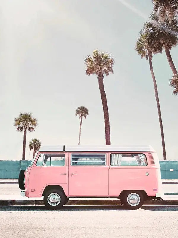 Pink Surfer Van Art Print - Sisi And Seb