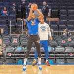 NY Knicks RJ Barrett at OmniFan Group Therapy pre game shootaround