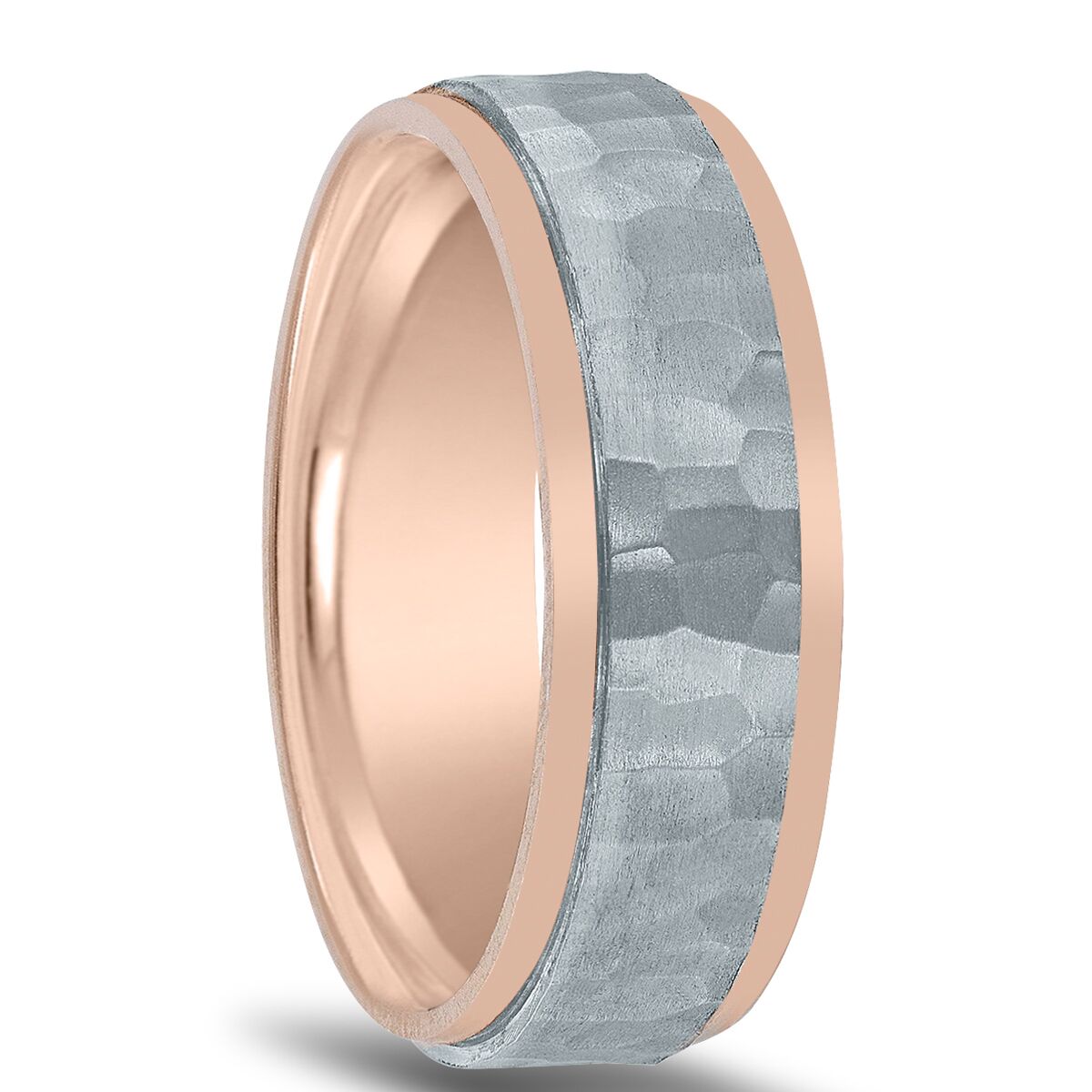 Two Tone Hammered Men's Wedding Ring