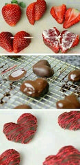 Corazones de fresas y chocolate