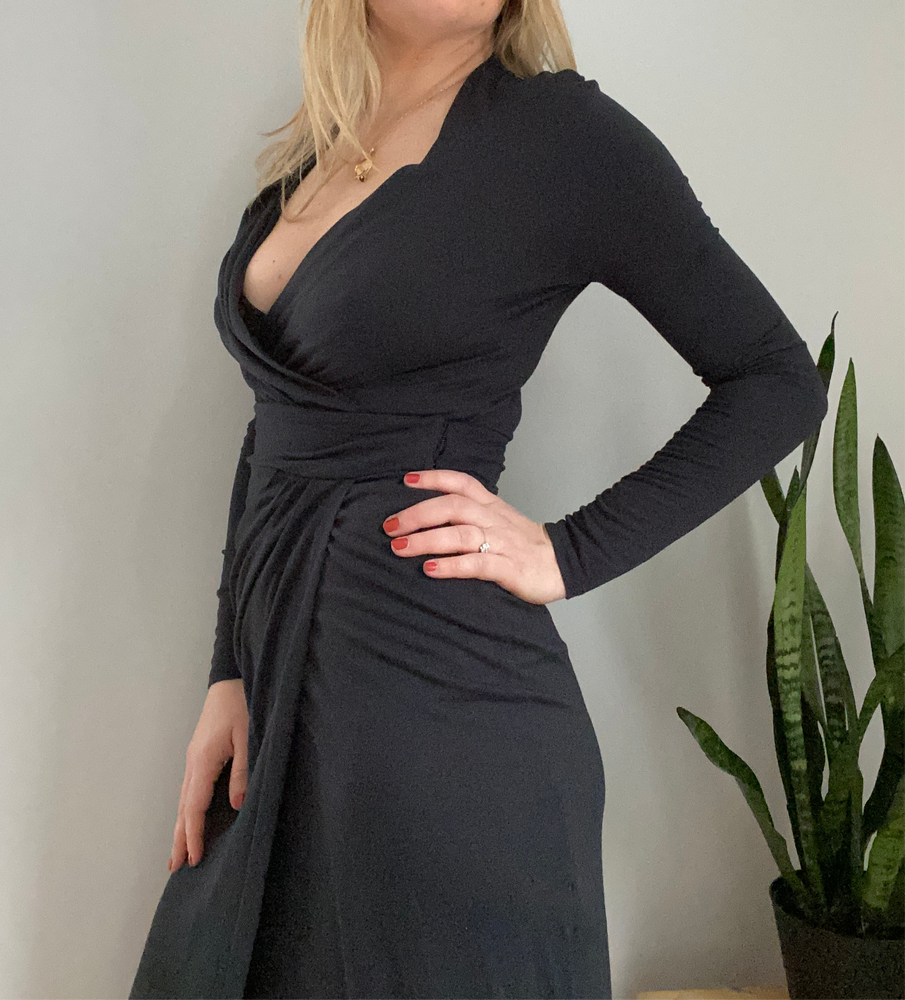 all saints black wrap dress