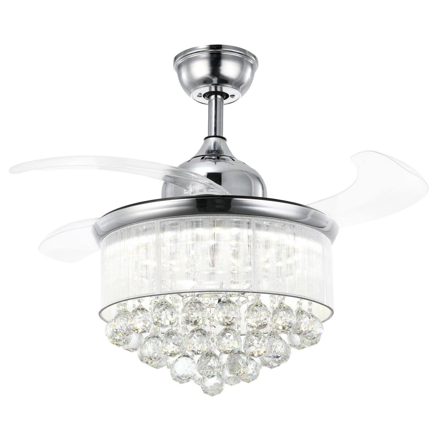 Chandelier Fan With Dimmable Led Lights Crystal Fandelier 36