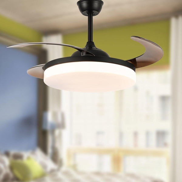 Minimalist Retractable Ceiling Fan Light 36 Black