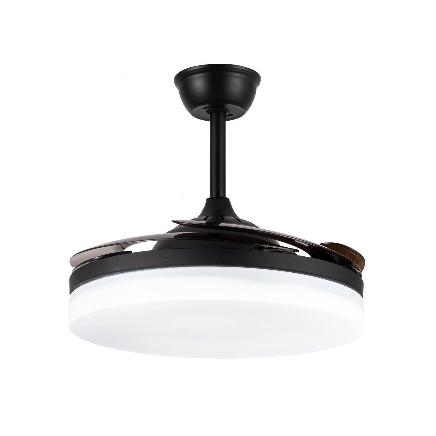 Minimalist Retractable Ceiling Fan with Dimmable Led Light 36" Black — 7PM LIGHTING