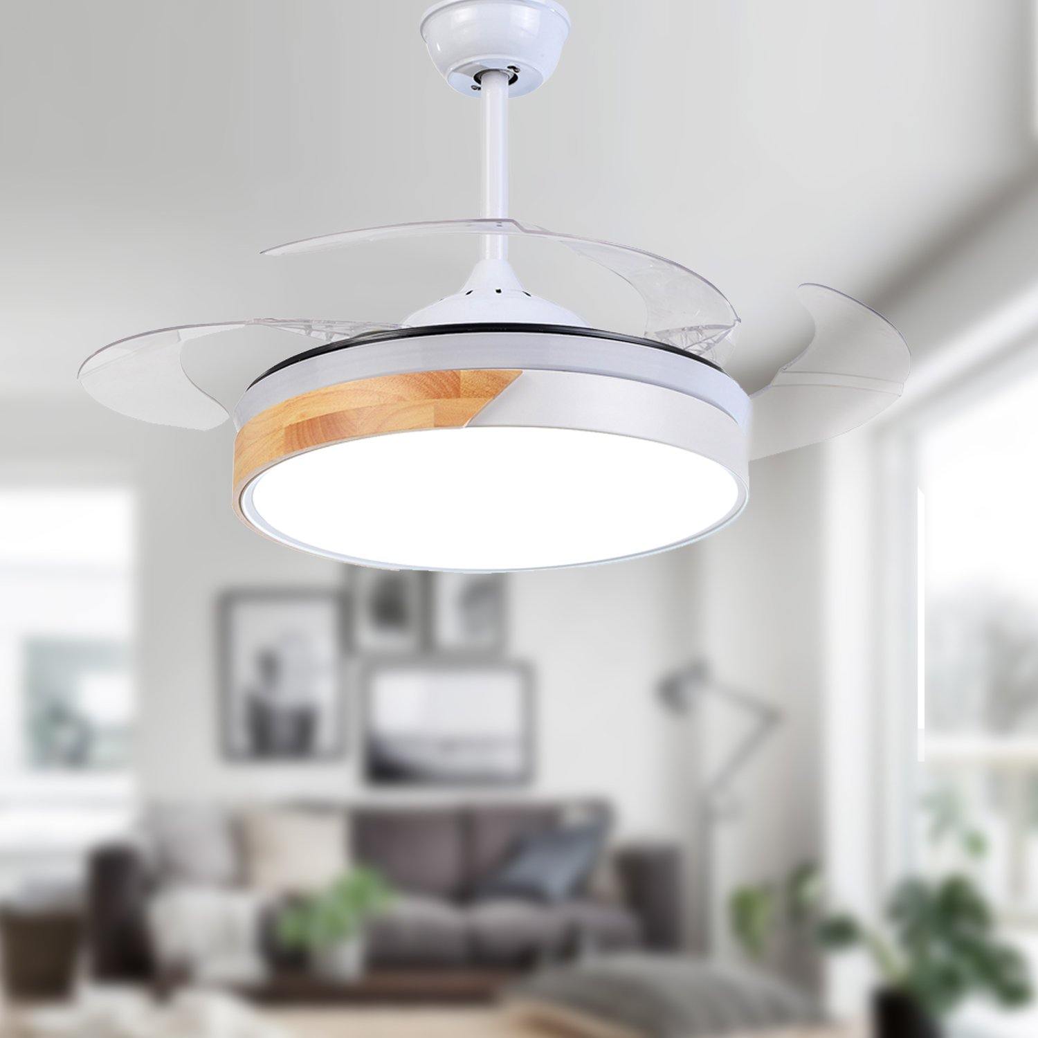 Modern Macaron Ceiling Fan With Dimmable Led Lights 48 White