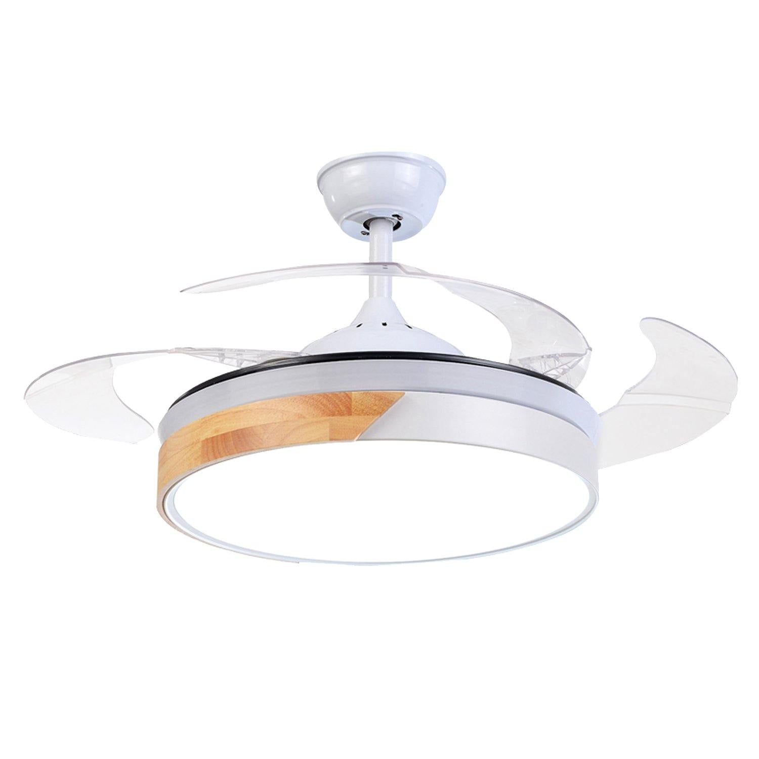 Modern Macaron Ceiling Fan With Dimmable Led Lights 48 White