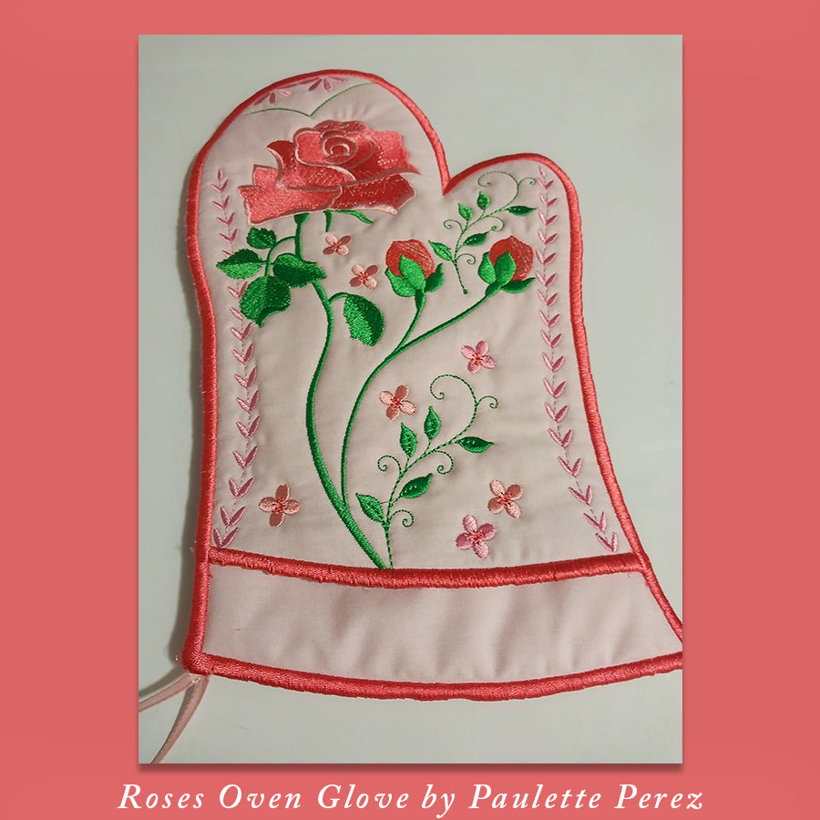 In the Hoop A Rose my Love Oven Glove from aStitch aHalf