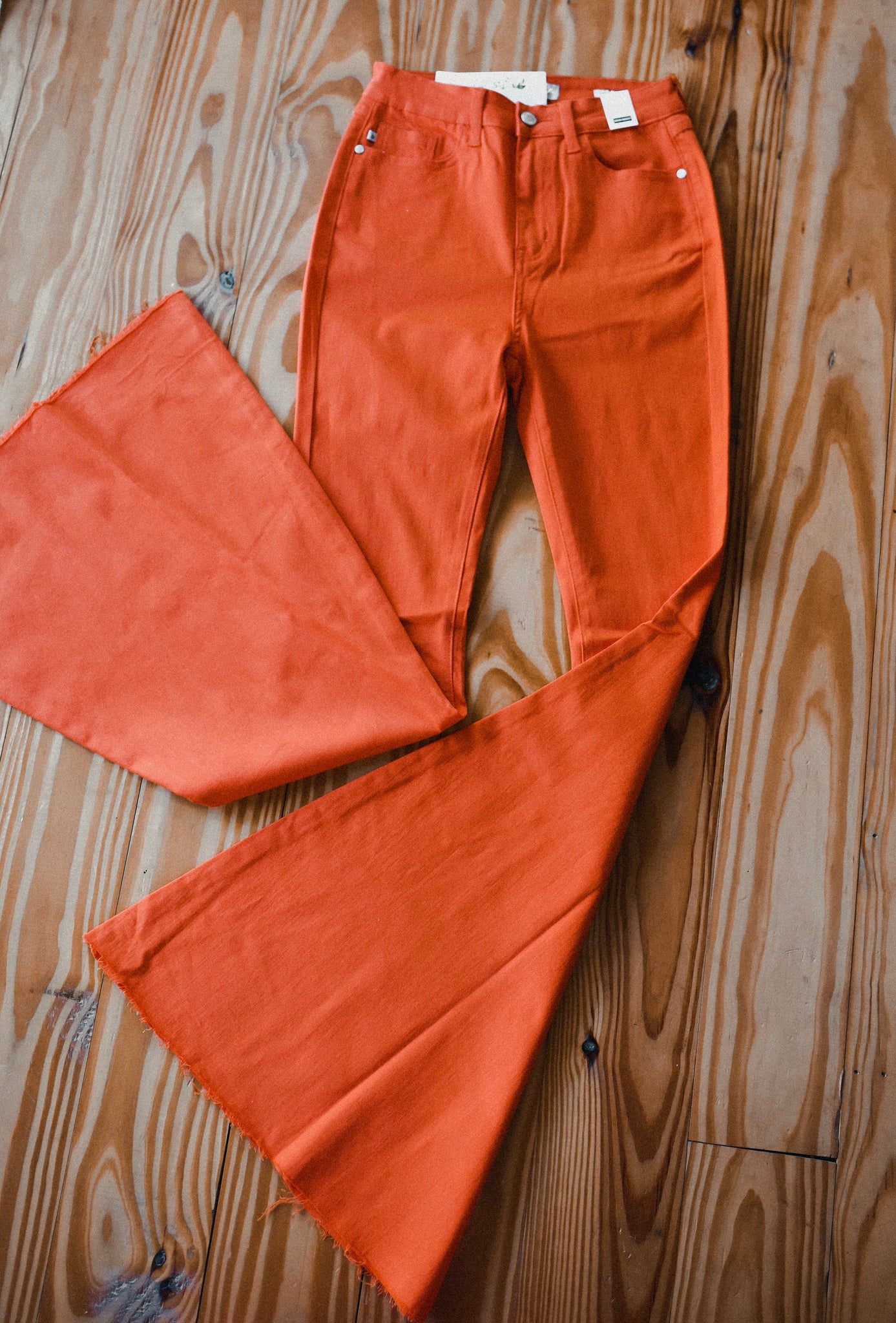 orange bell bottom jeans