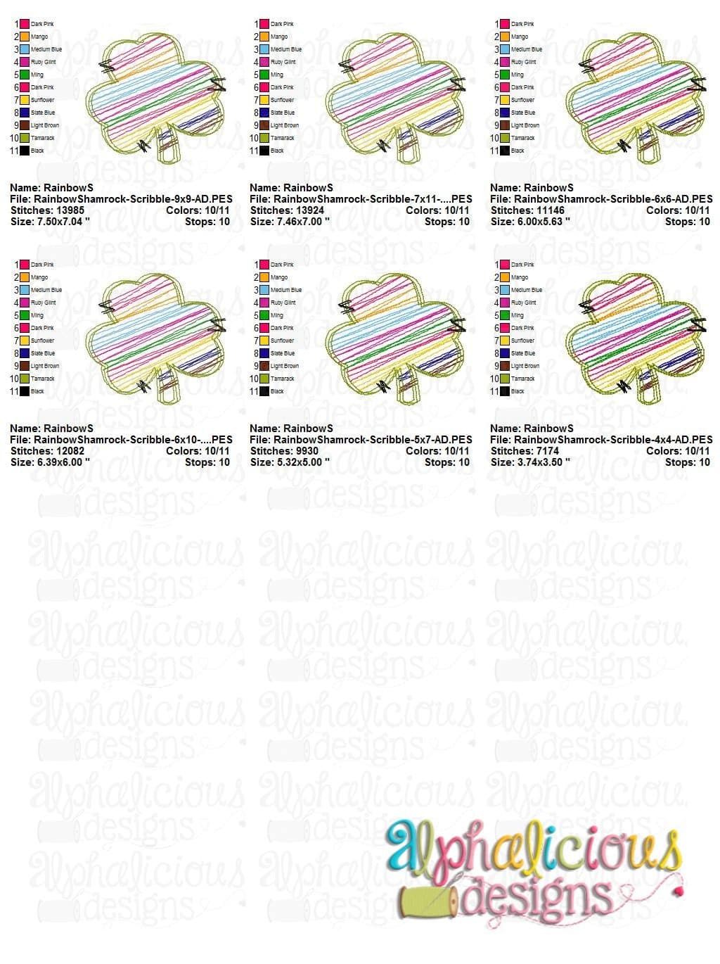 Download Rainbow Shamrock Scribble Alphalicious Designs