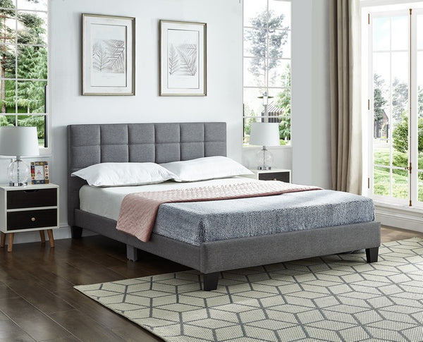 Grey Fabric Bed with Padded headboard - 5423