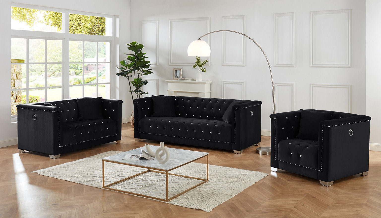 Royal Blue Velvet Sofa and Loveseat S6116