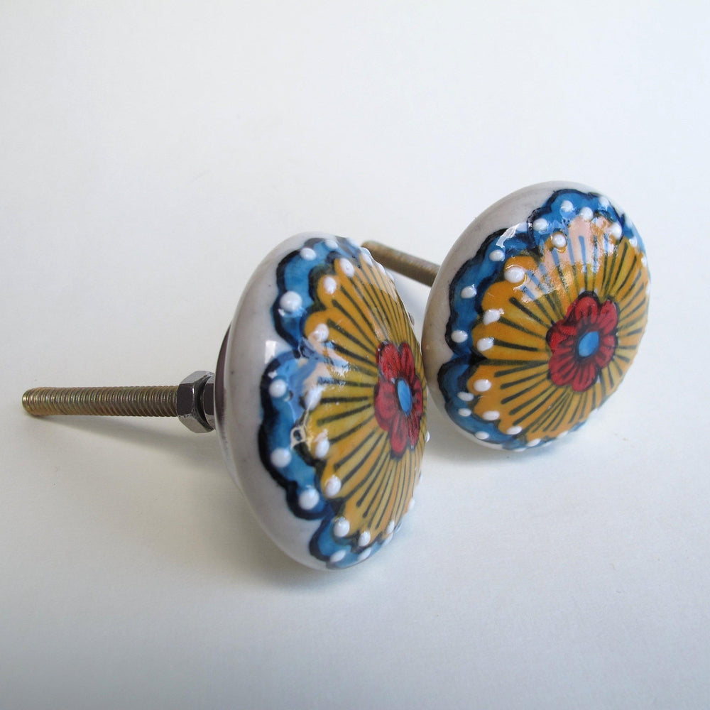 Hand Painted Sunflower Knob Hooks Knobs