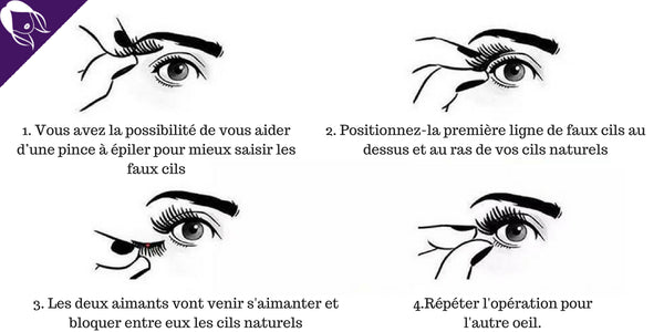 mode d'emploi pour l'utilisation des faux cils magnétiques effet naturel 3 aimants