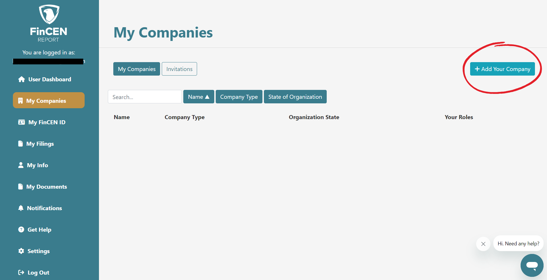 FinCEN Report Tutorial - Step 5 Companies Dashboard