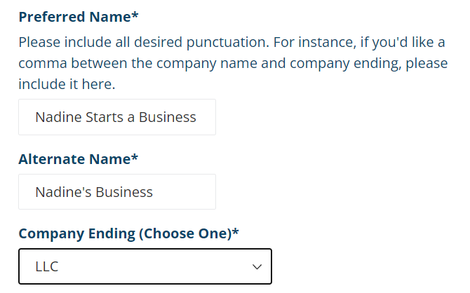 company naming requirements in delaware for LLC