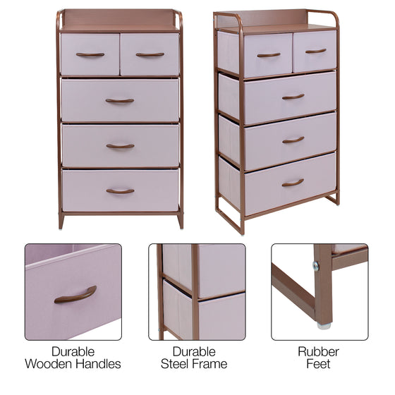 5-Drawer Dresser Chest (Rose Pink) – Sorbus Home