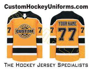 Cheap Custom Orange Navy-White Hockey Jersey Free Shipping